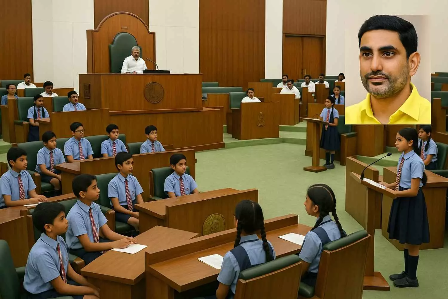 మాక్ అసెంబ్లీతో బడి పిల్లలకు లోకేశ్ ప్రజాస్వామ్య పాఠాలు