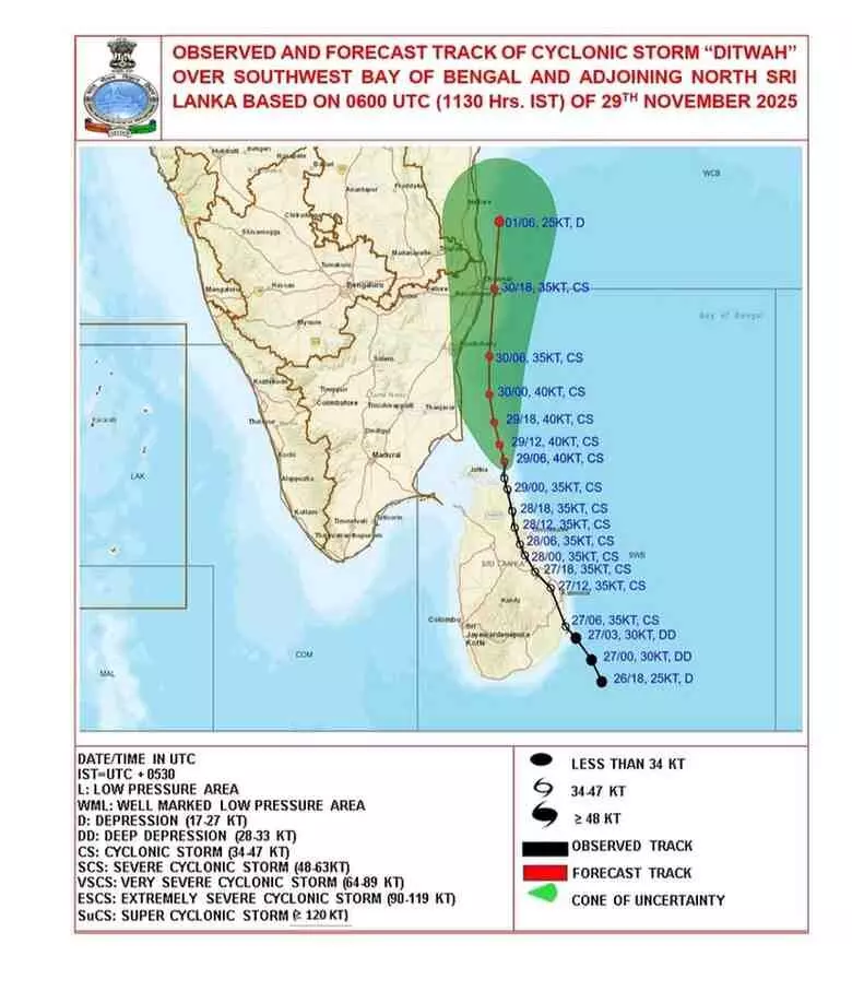 ’దిత్వా‘ తుపాను ఏపీ వైపు..ఈ జిల్లాలకు రెడ్ అలర్ట్