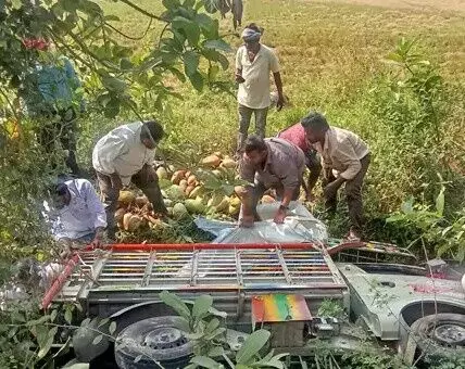 పంటకాల్వలోకి దూసుకెళ్లిన ఆటో, ముగ్గురి మృతి పంటకాల్వలోకి దూసుకెళ్లిన ఆటో, ముగ్గురి మృతి