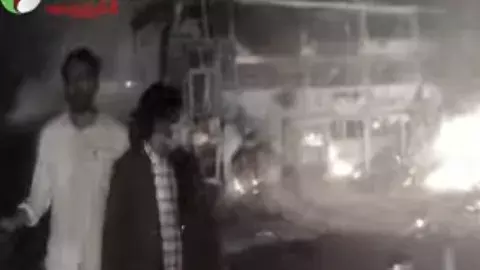 నంద్యాల వద్ద ప్రయివేటు బస్సు దగ్థం