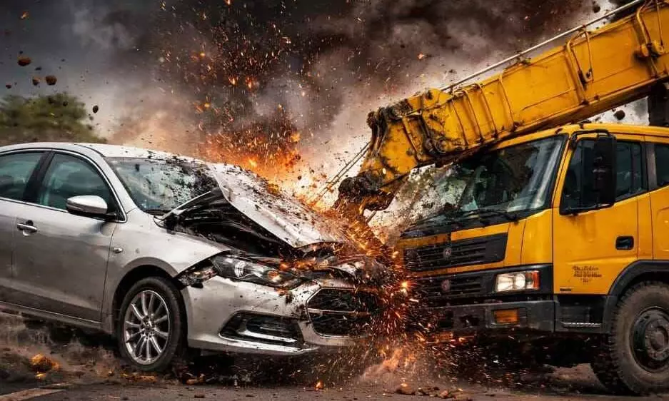 కారు-క్రేన్ ఢీ .. కళ్లెదుటే భార్య, పిల్లలు మృతి. తల్లడిల్లిన తండ్రి.. కారు-క్రేన్ ఢీ .. కళ్లెదుటే భార్య, పిల్లలు మృతి. తల్లడిల్లిన తండ్రి..