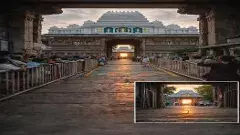 సూర్యాస్తమయాన వేదనాయణుడి విగ్రహాన్ని స్పర్శించనున్న కిరణాలు